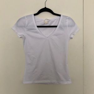 H&M White V-neck Tee